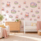 Hippo Wall Stickers, Baby Hippo Nursery Decor, Watermelon Wall Decals, Lilac Pink Green Kids Room Safari Peel and Stick Wall Art