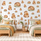 Marmot Wall Stickers, Woodland Animal Nursery Decor, Sleepy Marmot Wall Decals, Brown Sage Kids Room Peel and Stick Wall Art