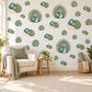 Peacock Wall Stickers, Baby Peacock Nursery Decor, Teal Bird Wall Decals, Emerald Green Gold Kids Room Peel and Stick Wall Art
