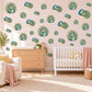 Peacock Wall Stickers, Baby Peacock Nursery Decor, Teal Bird Wall Decals, Emerald Green Gold Kids Room Peel and Stick Wall Art