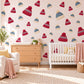Winter Hat Wall Stickers, Bobble Hat Nursery Decor, Fair Isle Knit Wall Decals, Red Blue Cream Kids Room Peel and Stick Wall Art