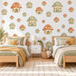 Mushroom Wall Stickers, Mushroom House Nursery Decor, Woodland Toadstool Wall Decals, Orange Sage Kids Room Peel and Stick Wall Art