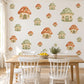 Mushroom Wall Stickers, Mushroom House Nursery Decor, Woodland Toadstool Wall Decals, Orange Sage Kids Room Peel and Stick Wall Art