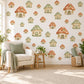Mushroom Wall Stickers, Mushroom House Nursery Decor, Woodland Toadstool Wall Decals, Orange Sage Kids Room Peel and Stick Wall Art