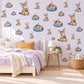 Donkey Wall Stickers, Baby Donkey Nursery Decor, Farm Animal Wall Decals, Grey Blue Apple Kids Room Peel and Stick Wall Art