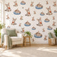 Donkey Wall Stickers, Baby Donkey Nursery Decor, Farm Animal Wall Decals, Grey Blue Apple Kids Room Peel and Stick Wall Art