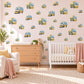 Street Sweeper Wall Stickers, Truck Nursery Decor, Toy Vehicle Wall Decals, Yellow Blue Boys Room Transport Peel and Stick Wall Art