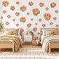 Nasturtium Wall Stickers, Orange Flower Nursery Decor, Botanical Floral Wall Decals, Coral Green Kids Room Peel and Stick Wall Art