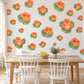Nasturtium Wall Stickers, Orange Flower Nursery Decor, Botanical Floral Wall Decals, Coral Green Kids Room Peel and Stick Wall Art
