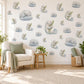 Manatee Wall Stickers, Baby Sea Animal Nursery Decor, Ocean Manatee Wall Decals, Grey Blue Sage Kids Room Peel and Stick Wall Art