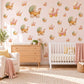 Pram Wall Stickers, Vintage Toy Pram Nursery Decor, Baby Carriage Wall Decals, Sage Pink Mustard Kids Room Peel and Stick Wall Art