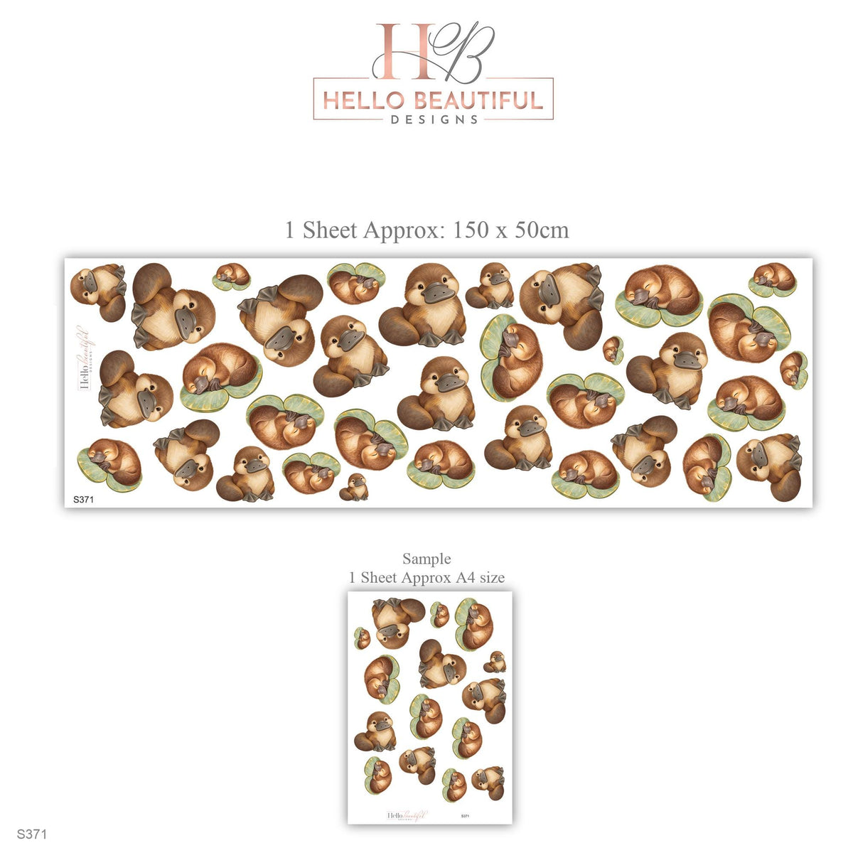 Platypus Wall Stickers, Baby Platypus Nursery Decor, Australian Animal Wall Decals, Brown Sage Kids Room Peel and Stick Wall Art