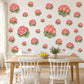 Geranium Wall Stickers, Coral Flower Nursery Decor, Botanical Floral Wall Decals, Pink Green Girls Room Peel and Stick Wall Art
