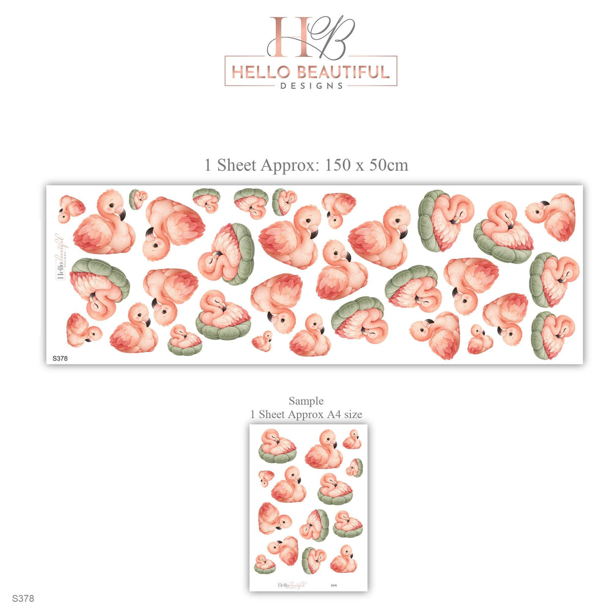 Flamingo Wall Stickers, Baby Flamingo Nursery Decor, Pink Bird Wall Decals, Blush Coral Sage Girls Room Peel and Stick Wall Art