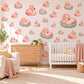 Flamingo Wall Stickers, Baby Flamingo Nursery Decor, Pink Bird Wall Decals, Blush Coral Sage Girls Room Peel and Stick Wall Art