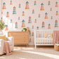 Lighthouse Wall Stickers, Nautical Nursery Decor, Seaside Lighthouse Wall Decals, Coral Teal Cream Kids Room Peel and Stick Wall Art