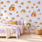 Tortoise Wall Stickers, Baby Tortoise Nursery Decor, Strawberry Wall Decals, Olive Red Cream Kids Room Animal Peel and Stick Wall Art