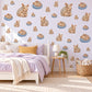 Armadillo Wall Stickers, Baby Animal Nursery Decor, Sleepy Armadillo Wall Decals, Tan Blue Cream Kids Room Peel and Stick Wall Art