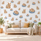 Armadillo Wall Stickers, Baby Animal Nursery Decor, Sleepy Armadillo Wall Decals, Tan Blue Cream Kids Room Peel and Stick Wall Art