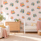 Cash Register Wall Stickers, Toy Shop Playroom Decor, Retro Till Wall Decals, Coral Teal Mustard Kids Room Peel and Stick Wall Art