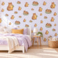 Guinea Pig Wall Stickers, Baby Cavy Nursery Decor, Pear Animal Wall Decals, Brown Yellow Sage Kids Room Peel and Stick Wall Art