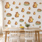 Guinea Pig Wall Stickers, Baby Cavy Nursery Decor, Pear Animal Wall Decals, Brown Yellow Sage Kids Room Peel and Stick Wall Art