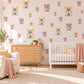 Windmill Wall Stickers, Toy Windmill Nursery Decor, Storybook Windmill Wall Decals, Yellow Blue Coral Kids Room Peel and Stick Wall Art