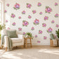 Fuchsia Wall Stickers, Lilac Flower Nursery Decor, Floral Bell Wall Decals, Dusty Rose Sage Girls Kids Room Peel and Stick Wall Art