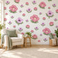 Petunia Wall Stickers, Pink Lavender Flower Nursery Decor, Floral Wall Decals, Sage Cottage Girls Room Peel and Stick Wall Art