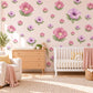 Petunia Wall Stickers, Pink Lavender Flower Nursery Decor, Floral Wall Decals, Sage Cottage Girls Room Peel and Stick Wall Art