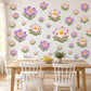 Crocus Wall Stickers, Spring Flower Nursery Decor, Mauve Floral Wall Decals, Saffron Sage Cottage Girls Room Peel and Stick Wall Art