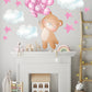 Beautiful Teddy with Floating Balloons and Clouds Nursery Wall Stickers