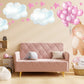 Beautiful Teddy with Floating Balloons and Clouds Nursery Wall Stickers