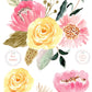 Large Pink and Yellow Floral Design Home and Nursery Wall Stickers
