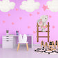 Cute Mouse Climbing Ladder with Pink Stars and Clouds, Reusable Nursery Wall Stickers
