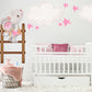 Cute Mouse Climbing Ladder with Pink Stars and Clouds, Reusable Nursery Wall Stickers
