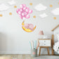 Pink Balloon Wall Sticker Sleeping Cute Sleeping Elephant Wall Nursery Wall Decal