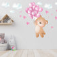 Beautiful Teddy with Floating Balloons and Clouds Nursery Wall Stickers
