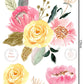 Large Pink and Yellow Floral Design Home and Nursery Wall Stickers