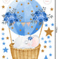 Blue Hot Air Balloon Wall Sticker Sleeping Elephant Wall Sticker Nursery Wall Sticker Nursery Wall Decal Sleeping Elephant Decal Stars Decal