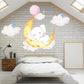 Sleeping Elephant on Moon Wall Sticker, Nursery Wall Stickers, Moon and Stars Wall Decals, Baby Elephant Decoration, Children's Bedroom Art