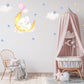 Sleeping Elephant on Moon Wall Sticker, Nursery Wall Stickers, Moon and Stars Wall Decals, Baby Elephant Decoration, Children's Bedroom Art