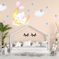 Cute Sleeping Elephant Wall Sticker Pink Balloon Nursery Wall Decal Star Moon Decal