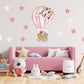 Deluxe Beautiful Sleeping Elephant in Pink Hot Air Balloon with Stars Nursery Wall Stickers