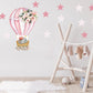 Deluxe Beautiful Sleeping Elephant in Pink Hot Air Balloon with Stars Nursery Wall Stickers