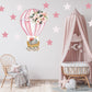 Deluxe Beautiful Sleeping Elephant in Pink Hot Air Balloon with Stars Nursery Wall Stickers