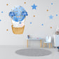 Blue Hot Air Balloon Wall Sticker Sleeping Sleeping Elephant Decal Stars Decal