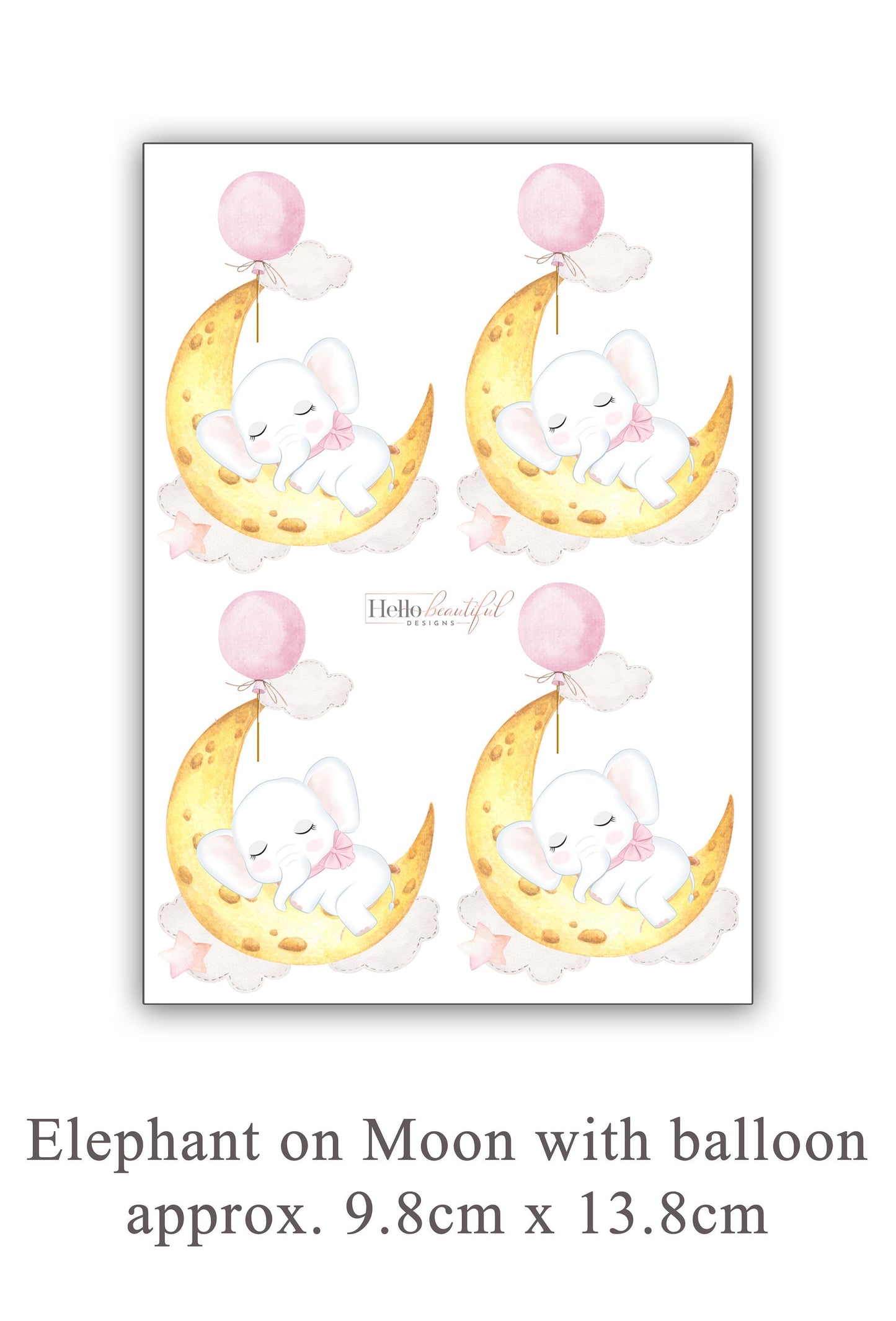 Sleeping Elephant on Moon Wall Stickers, Nursery Wall Stickers, Moon Wall Decals, Baby Elephant Decoration, Children's Bedroom Art, Nursery