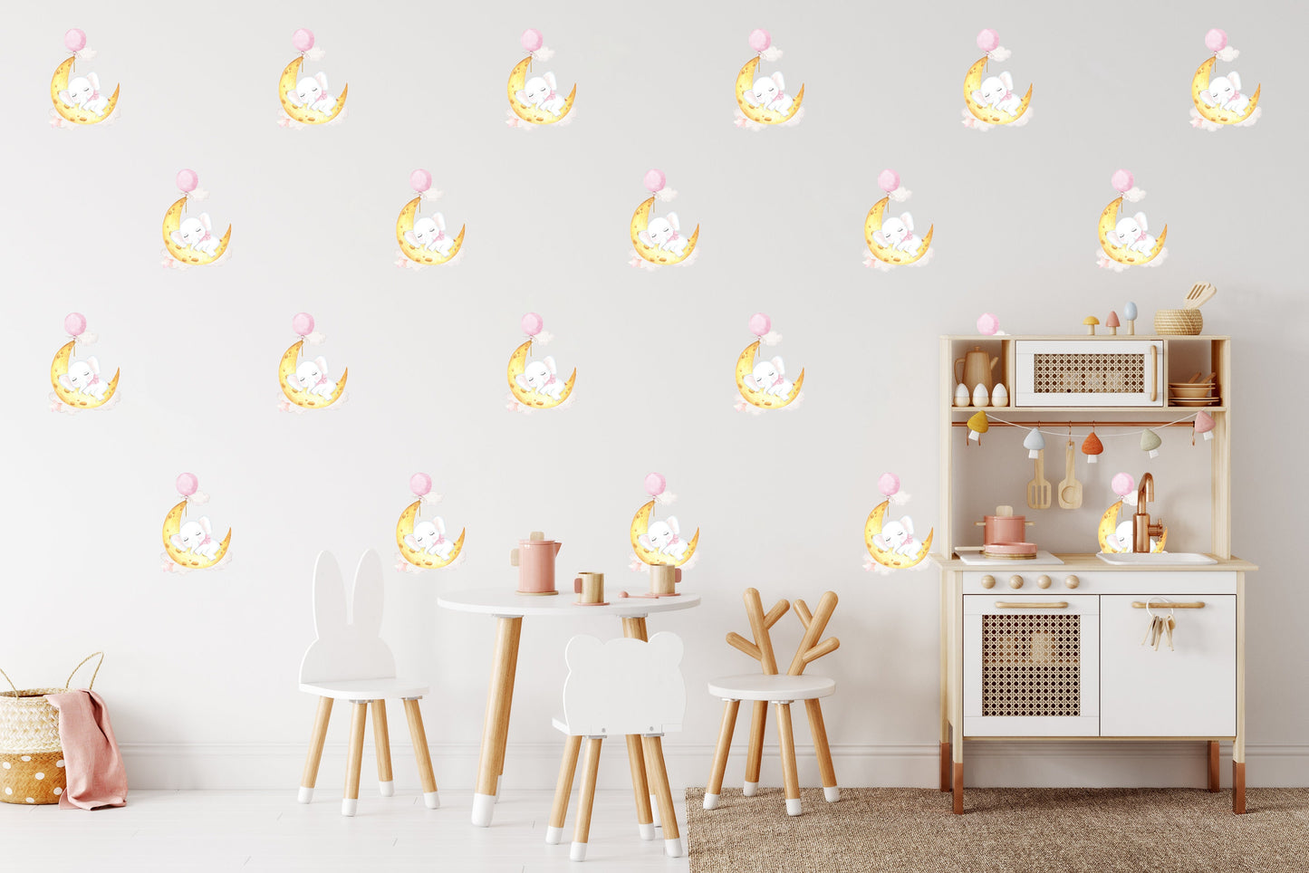 Sleeping Elephant on Moon Wall Stickers, Nursery Wall Stickers, Moon Wall Decals, Baby Elephant Decoration, Children's Bedroom Art, Nursery