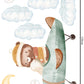 AirPlane Wall Decal Nursery Wall Sticker Moon Cloud Wall Sticker Playroom Wall Sticker Night Sky Sticker Bear Wall Decal Nursery Wall Decal